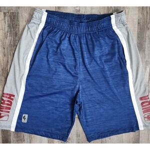 NBA Basketball Shorts Mens Large Blue Grey Space Dye Athletic Gym Pockets
